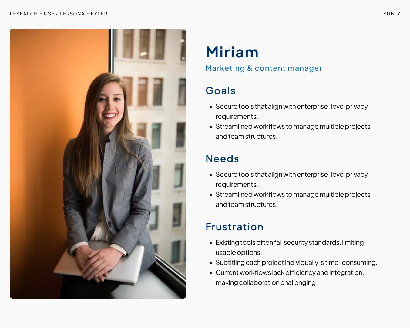 Enterprise UX persona: accessibility manager